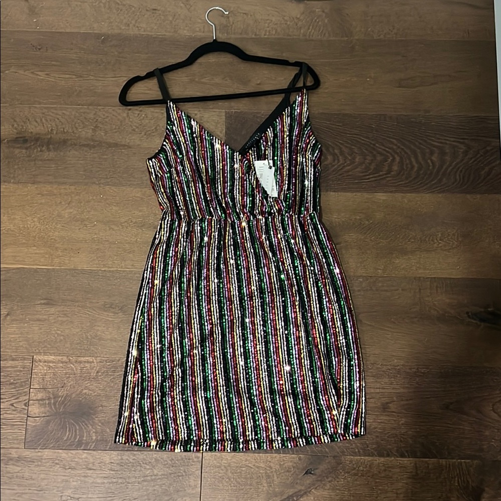 Multicolor Striped Sequin Women's Dress, Sanctuary XS